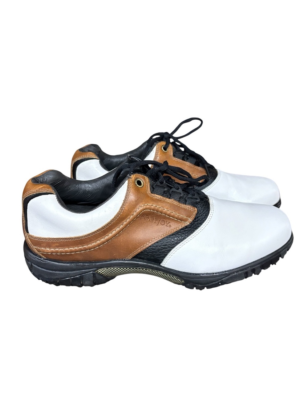 FootJoy Contour Series Golf Shoes Mens 11M White Brown Spiked Leather Lace Up
